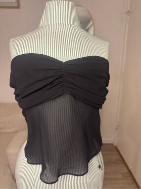 Lovers and Friends Black Strapless Ruched Mesh Tube Top NWT Size M